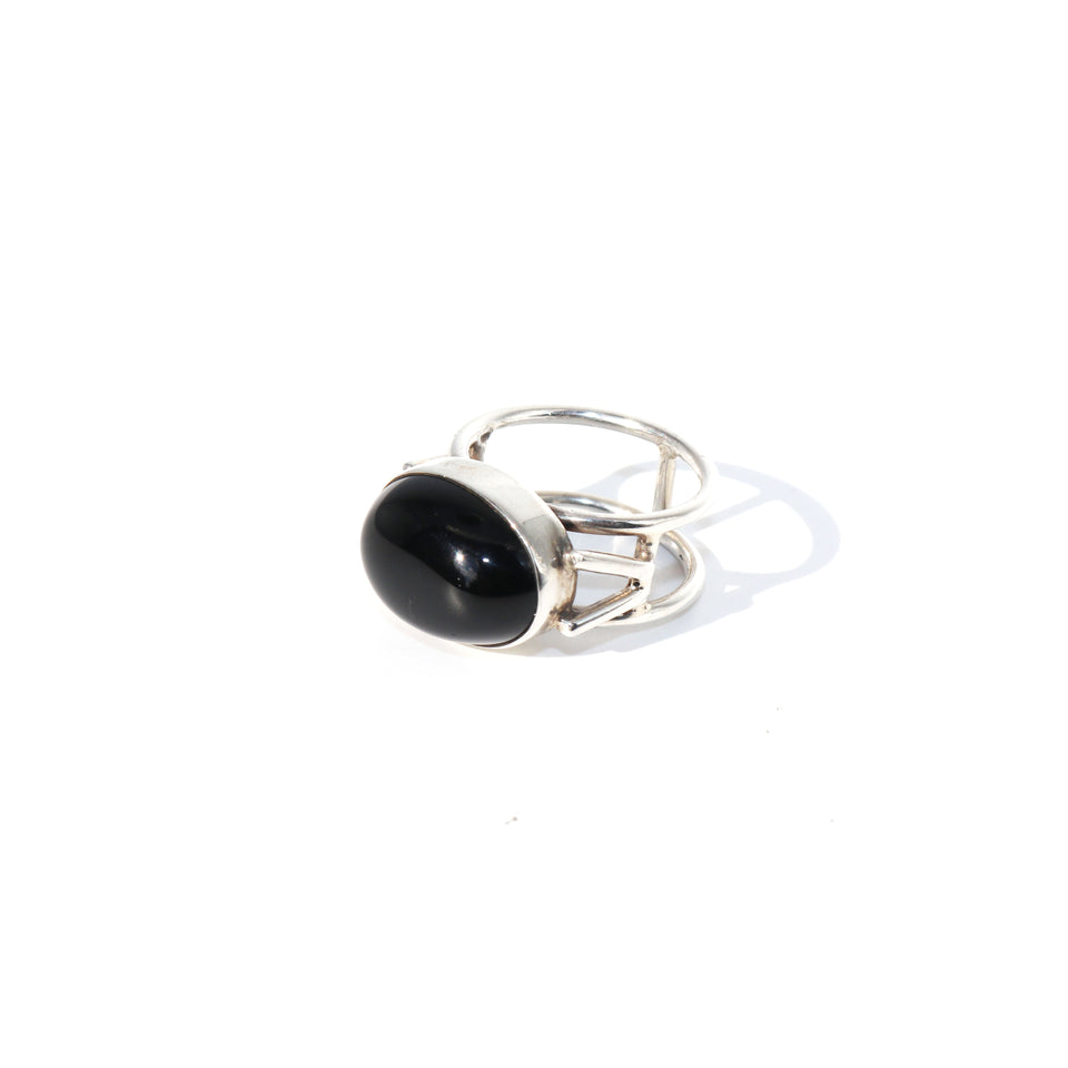 Black Stone Silver Ring