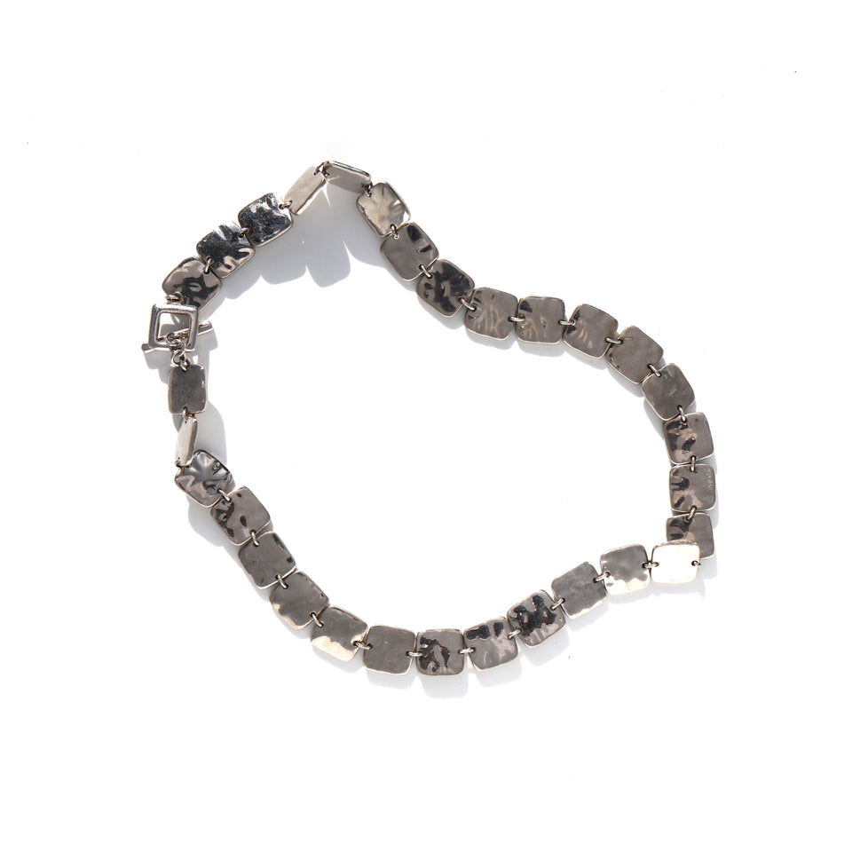 Square Link Silver Necklace