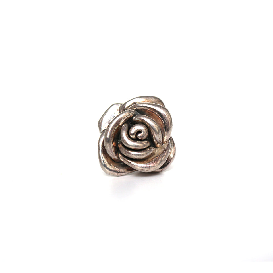 Sculptural Silver Rose Ring