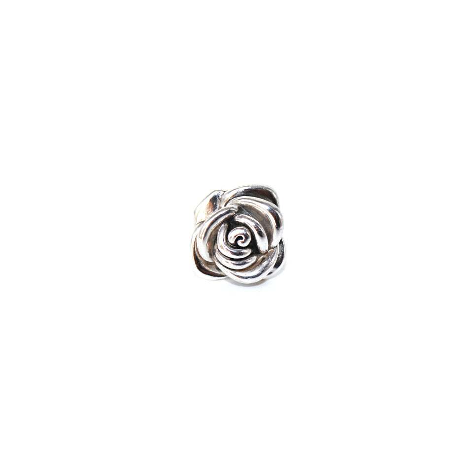 Sculptural Silver Rose Ring